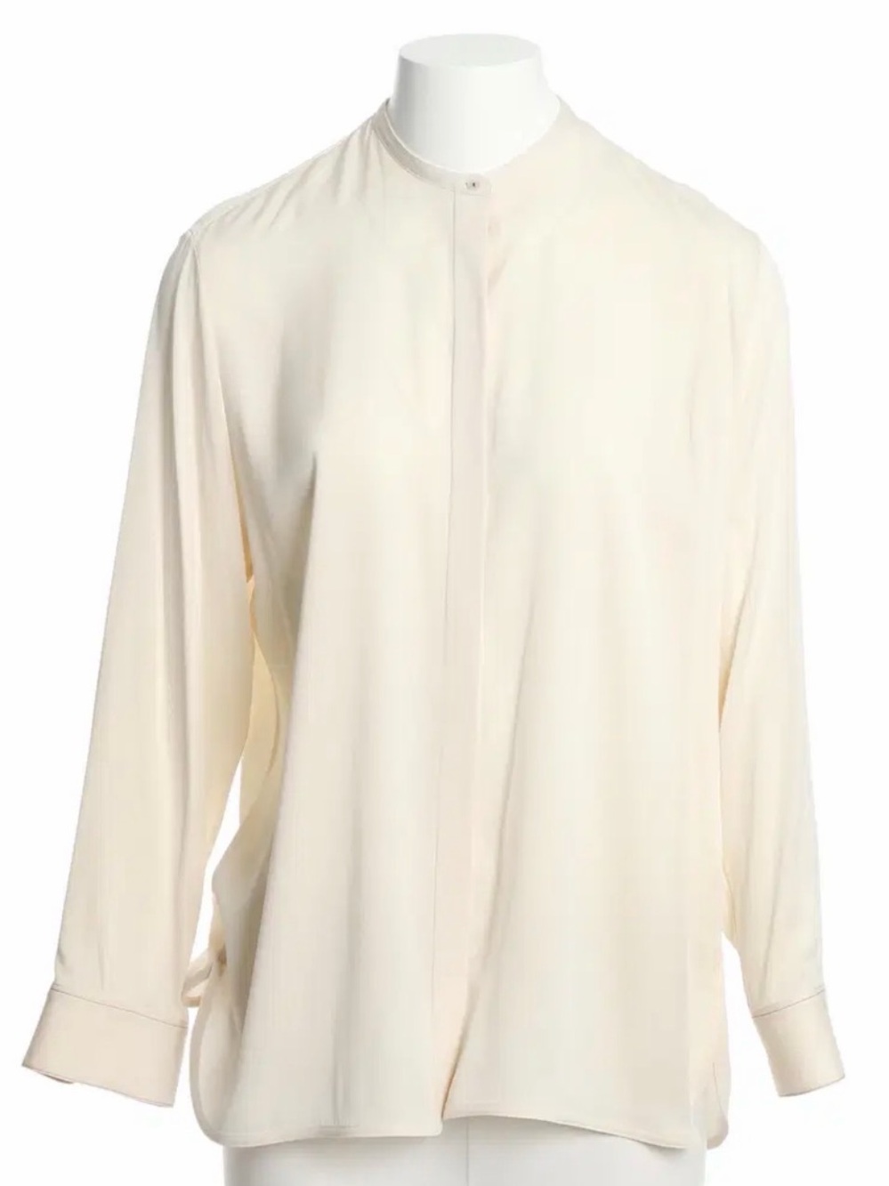 The Row Silk Ivory Band-Collar Silk Blouse Women’s Size M